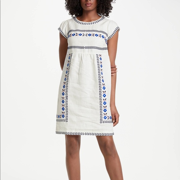 Boden Dresses & Skirts - BODEN Dora Embroidered Ivory Linen Dress